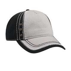 Garment Washed Superior Cotton Twill w/ Zig Zag Stitching Binding Trim Visor Five Panel Low Profile Hat-ea