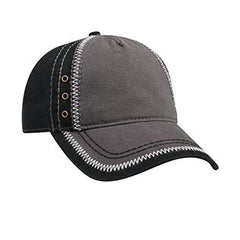 Garment Washed Superior Cotton Twill w/ Zig Zag Stitching Binding Trim Visor Five Panel Low Profile Hat-ea