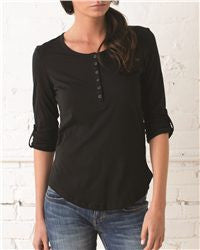 Ladies' Rolled Sleeve Scoopneck Henley